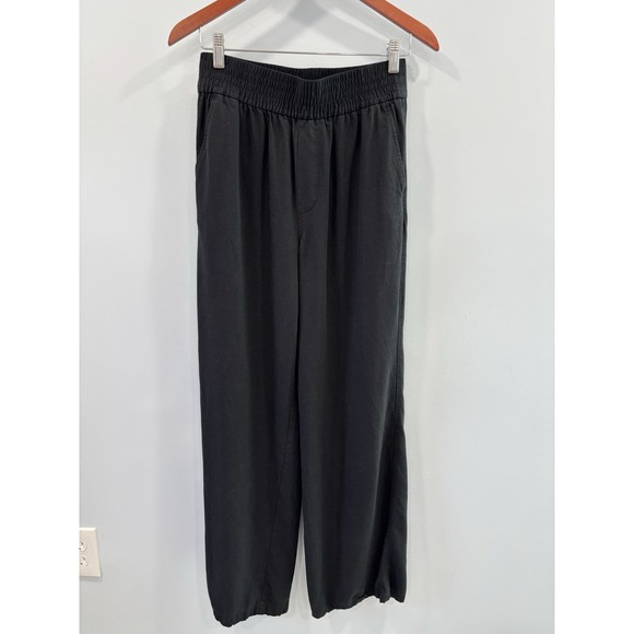 Madewell Pants - Madewell Black Wide Leg Pull On Pants Size Small Tall Viscose Lyocell Trousers